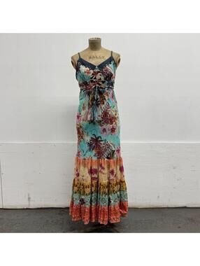 Vintage Y2K Derhy Tropical Blue Printed Maxi Dress